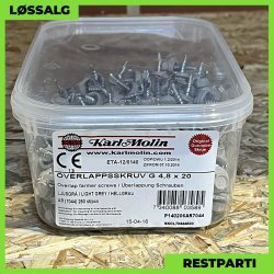 Overlapskrue - 4,8x20 mm - Farmer - RAL 7044 Lysegr - 250 stk.