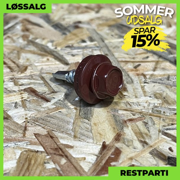 Skrue til stlse - 4,8x19 mm - Farmer - RAL 3009 Mrkerd - 250 stk.