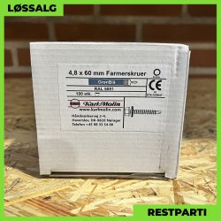 Montageskrue - 4,8x60 mm - Farmer - RAL 5001 Mrkebl - 100 stk.