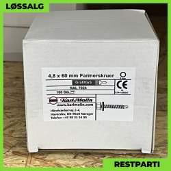 Montageskrue - 4,8x60 mm - Farmer - RAL 7024 Grafitgr - 100 stk.