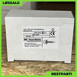 Overlapskrue - 4,8x20 mm - Farmer - RAL 9010 Hvid - 100 stk.