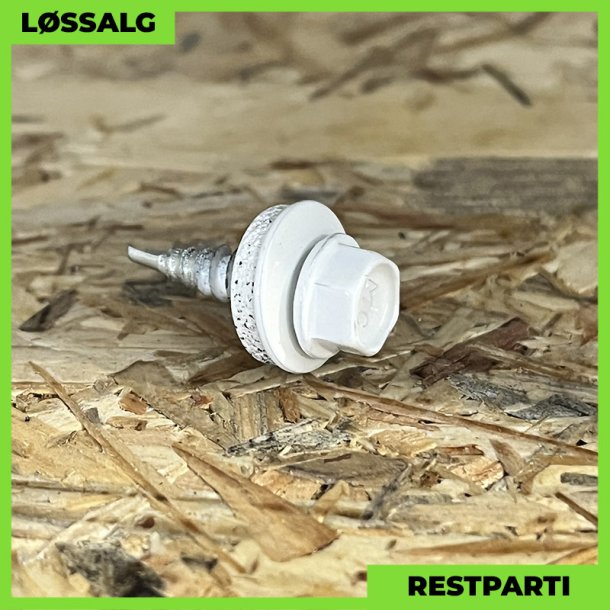 Overlapskrue - 4,8x20 mm - Farmer - RAL 9010 Hvid - 100 stk.