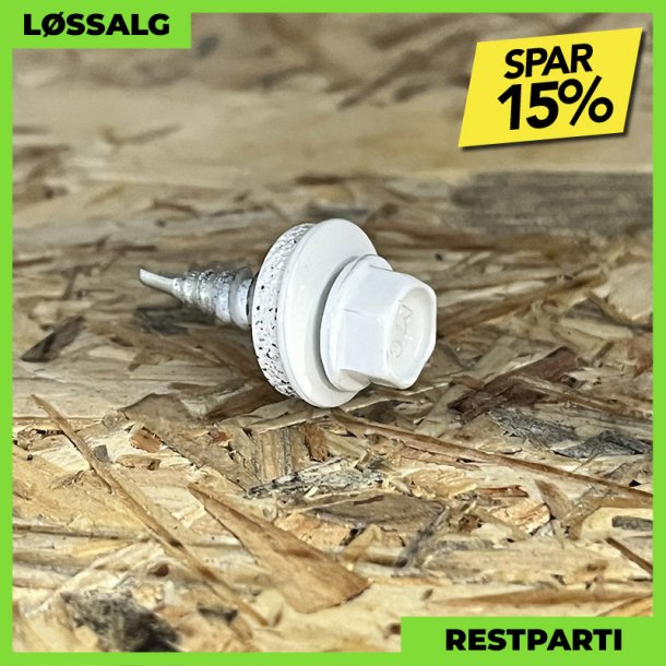 Overlapskrue - 4,8x20 mm - Farmer - RAL 9010 Hvid - 100 stk.