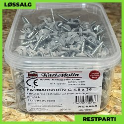 Montageskrue - 4,8x35 mm - Farmer - RAL 7038 Lysegr - 250 stk.