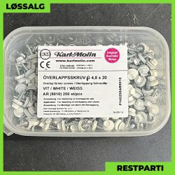 Overlapskrue - 4,8x20 mm - Farmer - RAL 9010 Hvid - 250 stk.