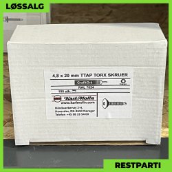 Overlapskrue - 4,8x20 mm - TTAP Torx - RAL 7024 Grafitgr - 100 stk.