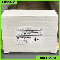 Overlapskrue - 4,8x20 mm - Farmer - RAL 9006 Silver - 100 stk.