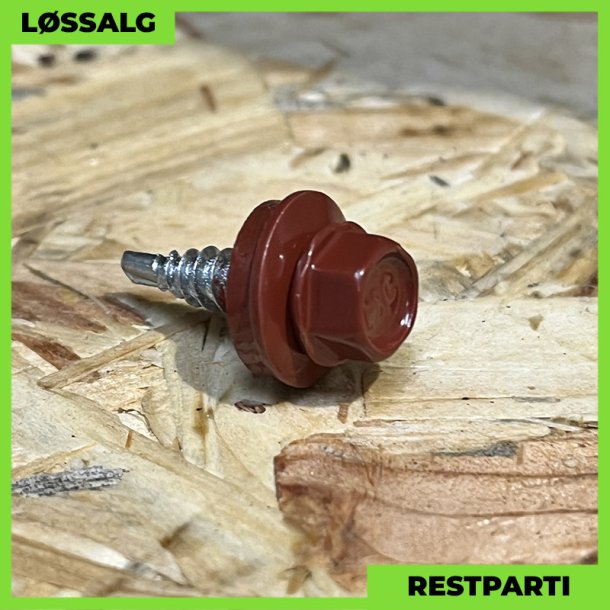 Overlapskrue - 4,8x20 mm - Farmer - RAL 3009 Mrkerd - 100 stk.